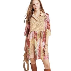 Kachel x Anthropologie Benedetta Patchwork Tunic Dress Womens Size 4 NWT $220